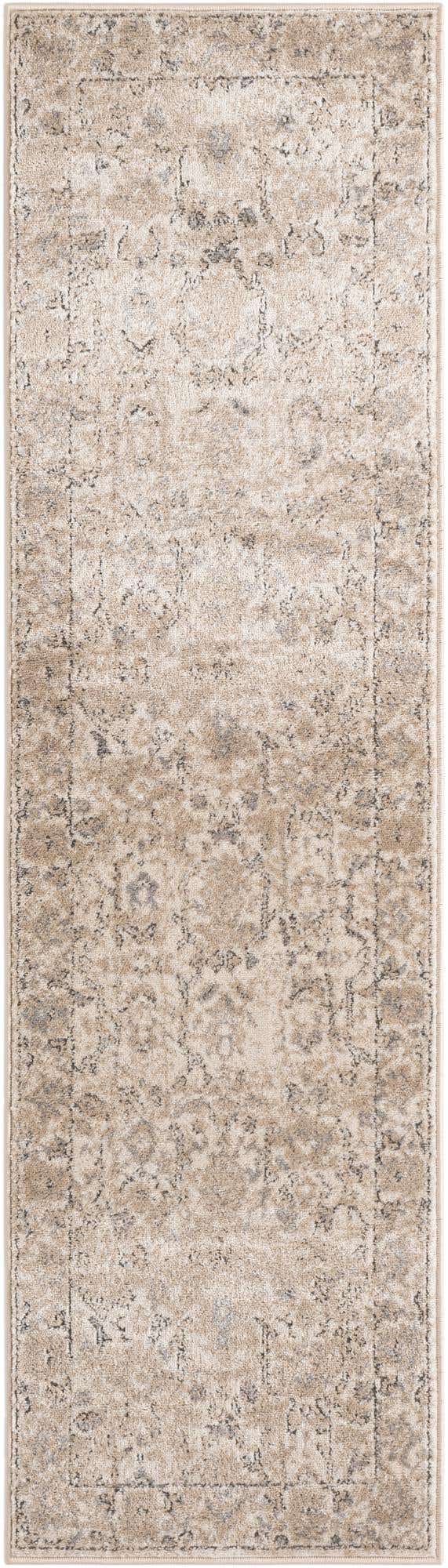 Ivory 2' x 7' 1 Portland Runner Area Rug 85% Polypropylene & 15% Polyester Vintage Distressed Traditional Carpet for Home Decor for Sale at Rug Engine