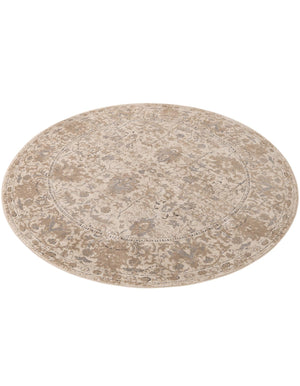 Ivory 7' 10 x 7' 10 Portland Round Area Rug 85% Polypropylene & 15% Polyester Vintage Distressed Traditional Carpet for Home Decor for Sale at Rug Engine