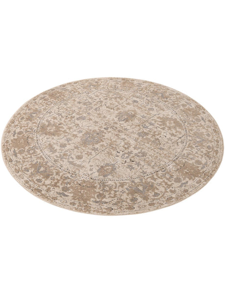 Ivory 7' 10 x 7' 10 Portland Round Area Rug 85% Polypropylene & 15% Polyester Vintage Distressed Traditional Carpet for Home Decor for Sale at Rug Engine