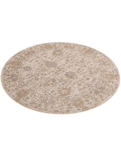 Ivory 7' 10 x 7' 10 Portland Round Area Rug 85% Polypropylene & 15% Polyester Vintage Distressed Traditional Carpet for Home Decor for Sale at Rug Engine