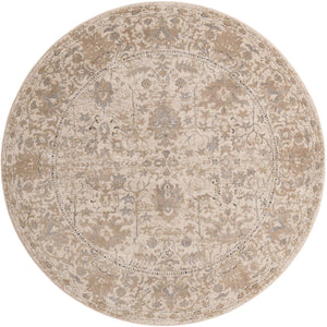 Ivory 7' 10 x 7' 10 Portland Round Area Rug 85% Polypropylene & 15% Polyester Vintage Distressed Traditional Carpet for Home Decor for Sale at Rug Engine