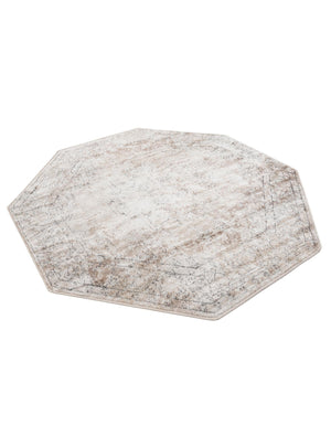 Ivory 5' 3 x 5' 3 Portland Octagon Area Rug 85% Polypropylene & 15% Polyester Vintage Distressed Traditional Carpet for Home Decor for Sale at Rug Engine