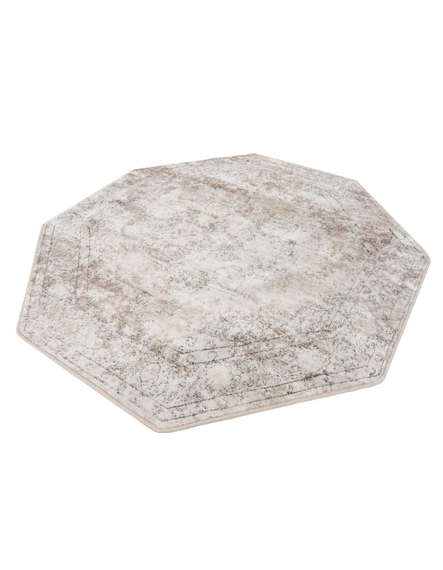 Ivory 5' 3 x 5' 3 Portland Octagon Area Rug 85% Polypropylene & 15% Polyester Vintage Distressed Traditional Carpet for Home Decor for Sale at Rug Engine