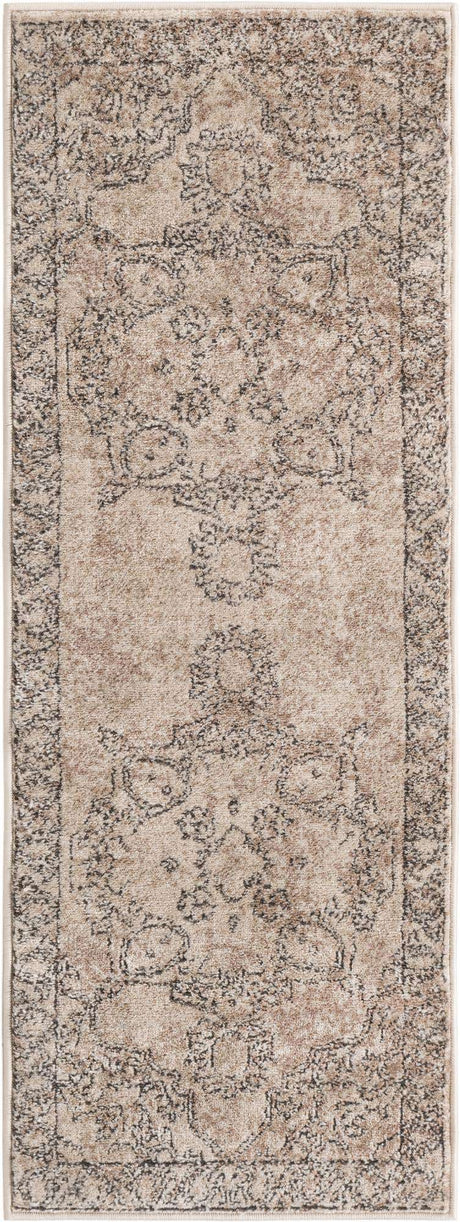 Ivory 2' x 5' 3 Portland Runner Area Rug 85% Polypropylene & 15% Polyester Vintage Distressed Traditional Carpet for Home Decor for Sale at Rug Engine