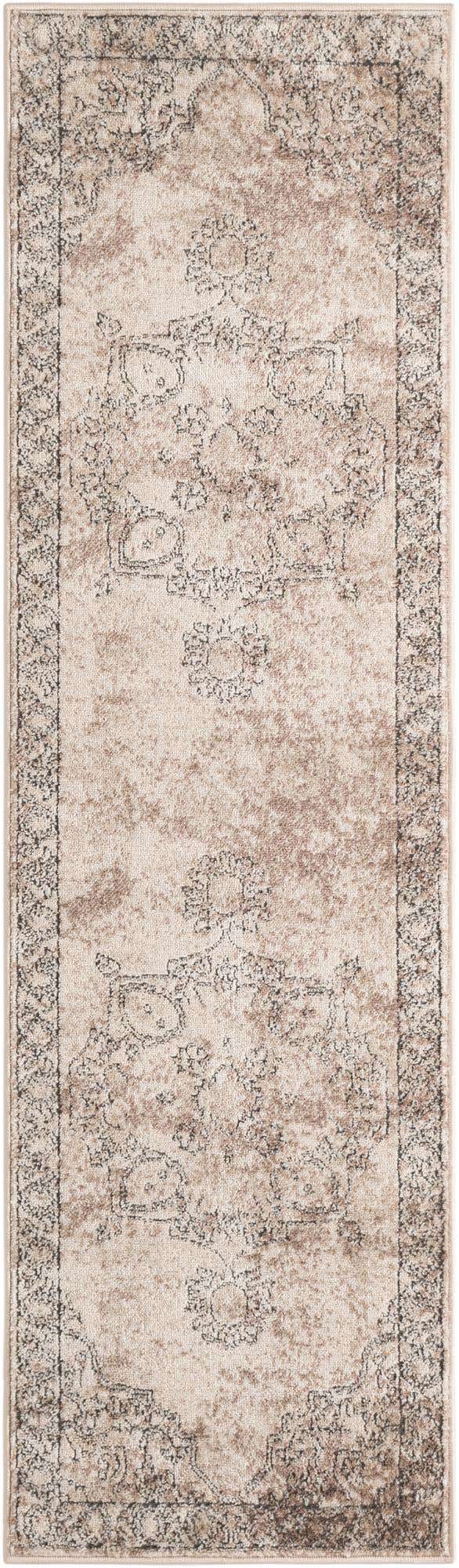 Ivory 2' x 7' 1 Portland Runner Area Rug 85% Polypropylene & 15% Polyester Vintage Distressed Traditional Carpet for Home Decor for Sale at Rug Engine