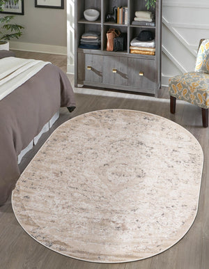 Beige 3' 1 x 5' 3 Portland Oval Area Rug 85% Polypropylene & 15% Polyester Vintage Distressed Traditional Carpet for Home Decor for Sale at Rug Engine
