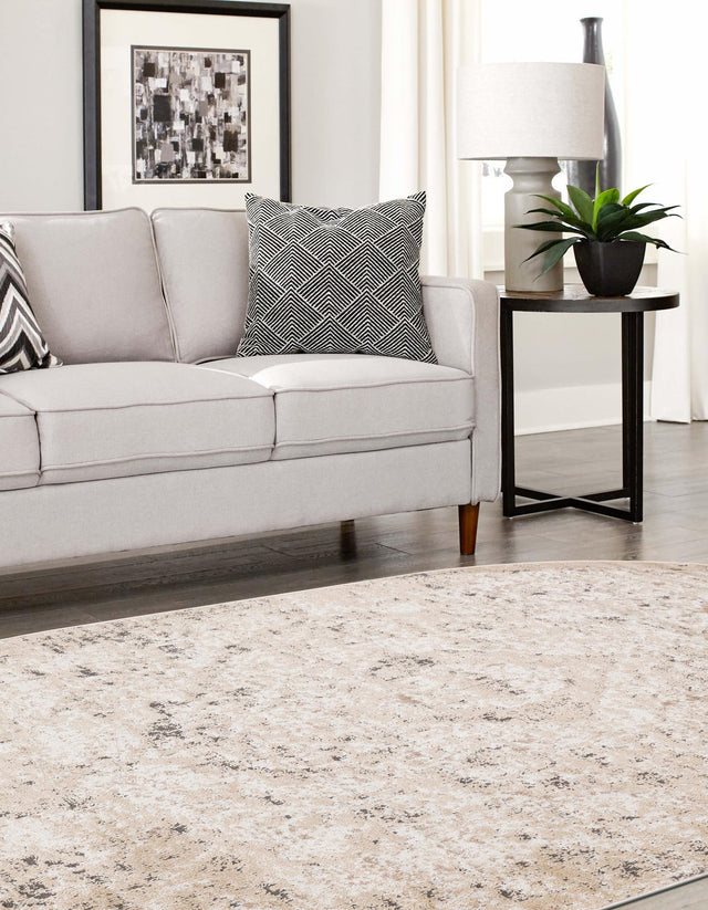 Beige 6' 1 x 9' Portland Oval Area Rug 85% Polypropylene & 15% Polyester Vintage Distressed Traditional Carpet for Home Decor for Sale at Rug Engine