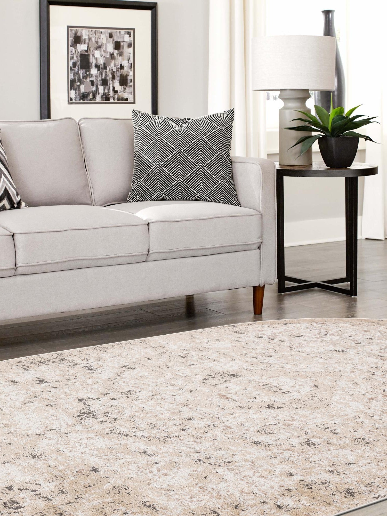 Beige 3' 1 x 5' 3 Portland Oval Area Rug 85% Polypropylene & 15% Polyester Vintage Distressed Traditional Carpet for Home Decor for Sale at Rug Engine