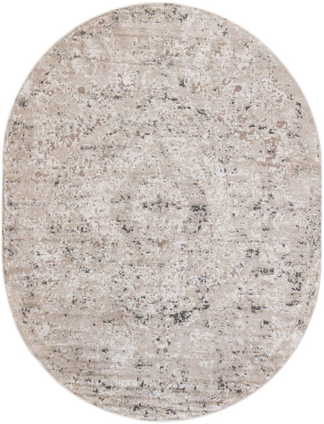 Beige 7' 10 x 10' Portland Oval Area Rug 85% Polypropylene & 15% Polyester Vintage Distressed Traditional Carpet for Home Decor for Sale at Rug Engine