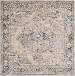 Gray 5' 3 x 5' 3 Portland Square Area Rug 85% Polypropylene & 15% Polyester Vintage Distressed Traditional Carpet for Home Decor for Sale at Rug Engine