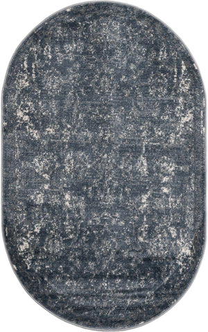 Blue 3' 1 x 5' 3 Portland Oval Area Rug 85% Polypropylene & 15% Polyester Vintage Distressed Traditional Carpet for Home Decor for Sale at Rug Engine
