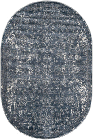 Blue 4' 1 x 6' 1 Portland Oval Area Rug 85% Polypropylene & 15% Polyester Vintage Distressed Traditional Carpet for Home Decor for Sale at Rug Engine