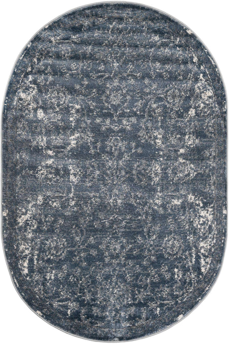 Blue 4' 1 x 6' 1 Portland Oval Area Rug 85% Polypropylene & 15% Polyester Vintage Distressed Traditional Carpet for Home Decor for Sale at Rug Engine