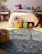 Blue 5' 3 x 5' 3 Portland Octagon Area Rug 85% Polypropylene & 15% Polyester Vintage Distressed Traditional Carpet for Home Decor for Sale at Rug Engine