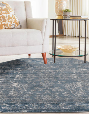 Blue 5' 3 x 5' 3 Portland Octagon Area Rug 85% Polypropylene & 15% Polyester Vintage Distressed Traditional Carpet for Home Decor for Sale at Rug Engine