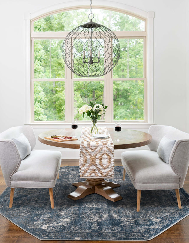 Blue 5' 3 x 5' 3 Portland Octagon Area Rug 85% Polypropylene & 15% Polyester Vintage Distressed Traditional Carpet for Home Decor for Sale at Rug Engine
