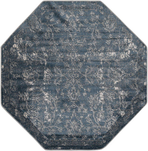 Blue 5' 3 x 5' 3 Portland Octagon Area Rug 85% Polypropylene & 15% Polyester Vintage Distressed Traditional Carpet for Home Decor for Sale at Rug Engine