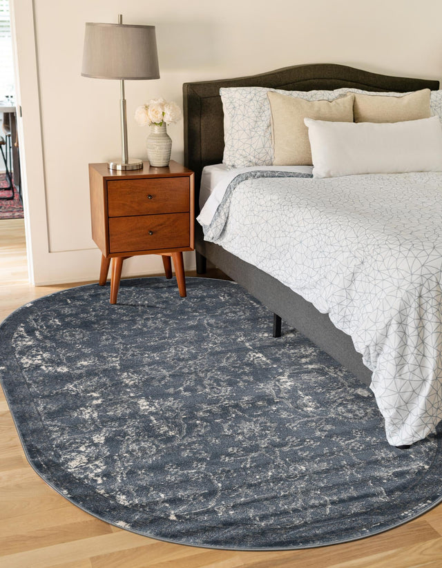 Blue 4' 1 x 6' 1 Portland Oval Area Rug 85% Polypropylene & 15% Polyester Vintage Distressed Traditional Carpet for Home Decor for Sale at Rug Engine