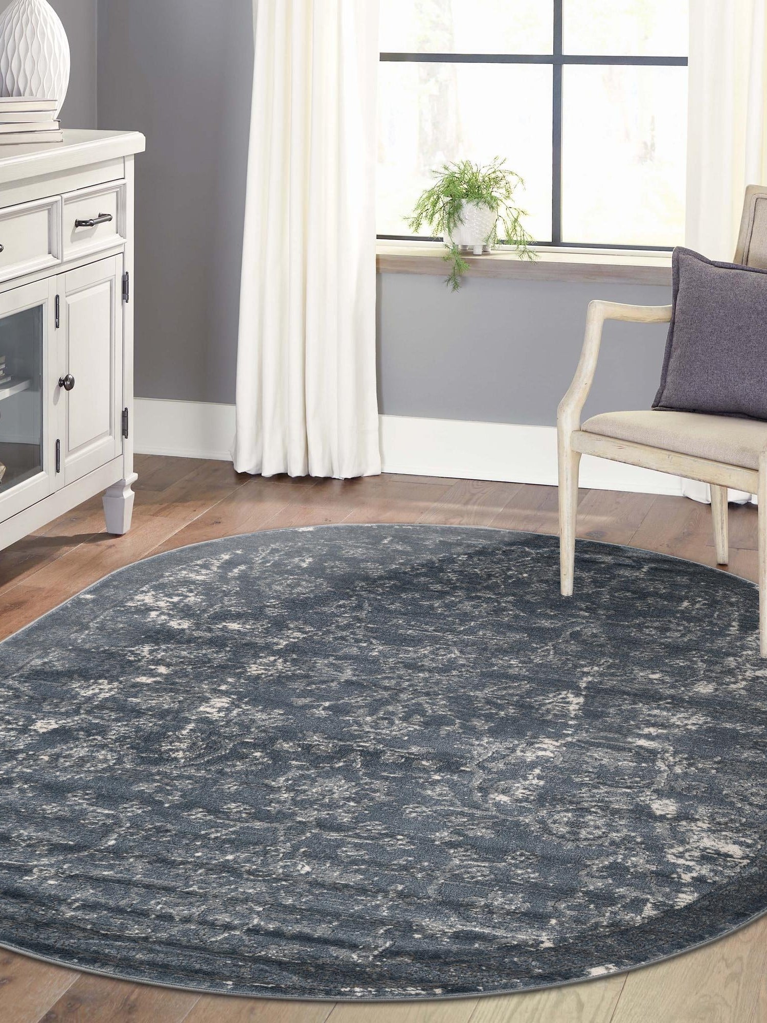 Blue 4' 1 x 6' 1 Portland Oval Area Rug 85% Polypropylene & 15% Polyester Vintage Distressed Traditional Carpet for Home Decor for Sale at Rug Engine