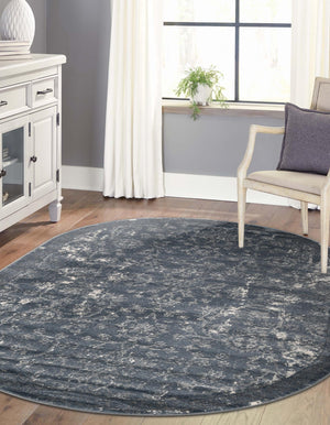 Blue 4' 1 x 6' 1 Portland Oval Area Rug 85% Polypropylene & 15% Polyester Vintage Distressed Traditional Carpet for Home Decor for Sale at Rug Engine