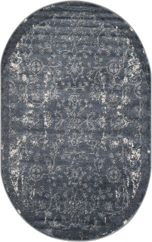 Blue 5' 3 x 8' Portland Oval Area Rug 85% Polypropylene & 15% Polyester Vintage Distressed Traditional Carpet for Home Decor for Sale at Rug Engine