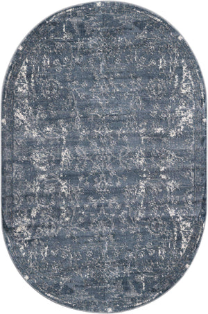 Blue 6' 1 x 9' Portland Oval Area Rug 85% Polypropylene & 15% Polyester Vintage Distressed Traditional Carpet for Home Decor for Sale at Rug Engine