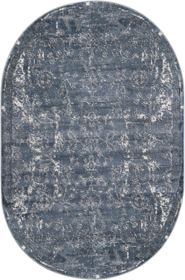 Blue 6' 1 x 9' Portland Oval Area Rug 85% Polypropylene & 15% Polyester Vintage Distressed Traditional Carpet for Home Decor for Sale at Rug Engine