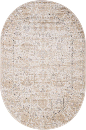 Ivory 6' 1 x 9' Portland Oval Area Rug 85% Polypropylene & 15% Polyester Vintage Distressed Traditional Carpet for Home Decor for Sale at Rug Engine