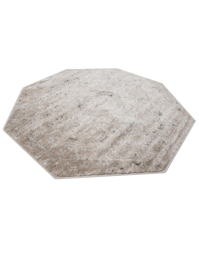 Beige 5' 3 x 5' 3 Portland Octagon Area Rug 85% Polypropylene & 15% Polyester Vintage Distressed Traditional Carpet for Home Decor for Sale at Rug Engine