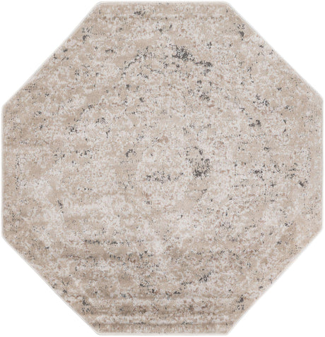Beige 5' 3 x 5' 3 Portland Octagon Area Rug 85% Polypropylene & 15% Polyester Vintage Distressed Traditional Carpet for Home Decor for Sale at Rug Engine