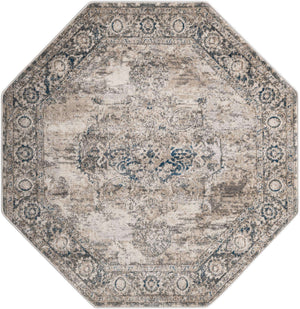 Gray 5' 3 x 5' 3 Portland Octagon Area Rug 85% Polypropylene & 15% Polyester Vintage Distressed Traditional Carpet for Home Decor for Sale at Rug Engine