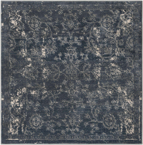 Blue 5' 3 x 5' 3 Portland Square Area Rug 85% Polypropylene & 15% Polyester Vintage Distressed Traditional Carpet for Home Decor for Sale at Rug Engine