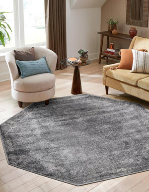 Gray 5' 3 x 5' 3 Portland Octagon Area Rug 85% Polypropylene & 15% Polyester Vintage Distressed Traditional Carpet for Home Decor for Sale at Rug Engine