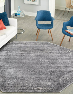 Gray 5' 3 x 5' 3 Portland Octagon Area Rug 85% Polypropylene & 15% Polyester Vintage Distressed Traditional Carpet for Home Decor for Sale at Rug Engine