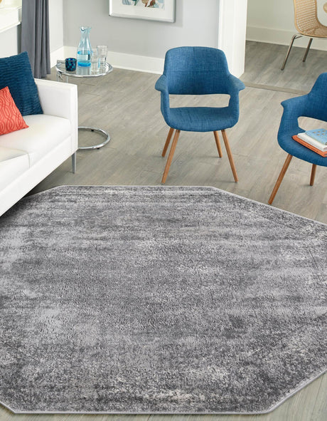 Gray 5' 3 x 5' 3 Portland Octagon Area Rug 85% Polypropylene & 15% Polyester Vintage Distressed Traditional Carpet for Home Decor for Sale at Rug Engine