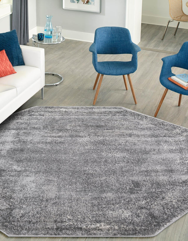 Gray 5' 3 x 5' 3 Portland Octagon Area Rug 85% Polypropylene & 15% Polyester Vintage Distressed Traditional Carpet for Home Decor for Sale at Rug Engine