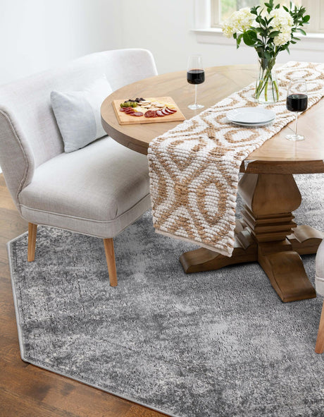Gray 5' 3 x 5' 3 Portland Octagon Area Rug 85% Polypropylene & 15% Polyester Vintage Distressed Traditional Carpet for Home Decor for Sale at Rug Engine