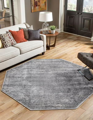 Gray 5' 3 x 5' 3 Portland Octagon Area Rug 85% Polypropylene & 15% Polyester Vintage Distressed Traditional Carpet for Home Decor for Sale at Rug Engine
