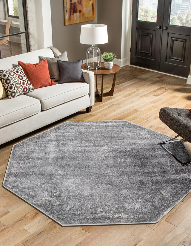 Gray 5' 3 x 5' 3 Portland Octagon Area Rug 85% Polypropylene & 15% Polyester Vintage Distressed Traditional Carpet for Home Decor for Sale at Rug Engine