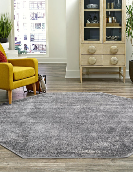 Gray 5' 3 x 5' 3 Portland Octagon Area Rug 85% Polypropylene & 15% Polyester Vintage Distressed Traditional Carpet for Home Decor for Sale at Rug Engine