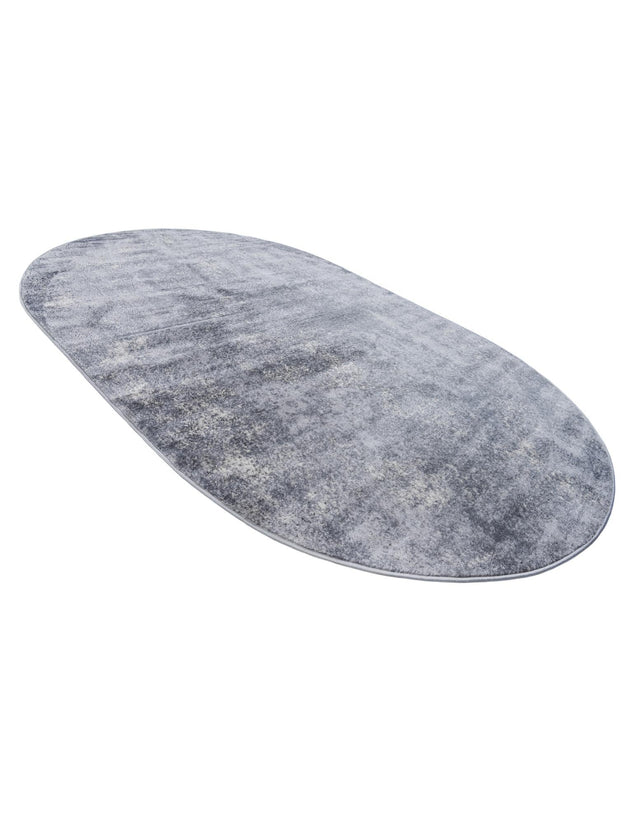 Gray 5' 3 x 8' Portland Oval Area Rug 85% Polypropylene & 15% Polyester Vintage Distressed Traditional Carpet for Home Decor for Sale at Rug Engine