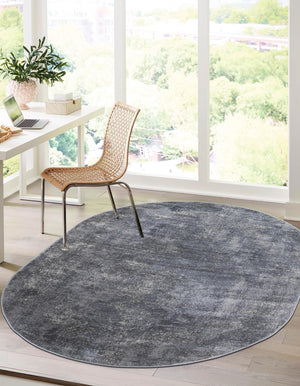 Gray 5' 3 x 8' Portland Oval Area Rug 85% Polypropylene & 15% Polyester Vintage Distressed Traditional Carpet for Home Decor for Sale at Rug Engine