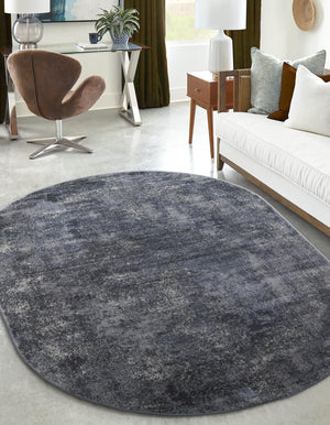 Gray 5' 3 x 8' Portland Oval Area Rug 85% Polypropylene & 15% Polyester Vintage Distressed Traditional Carpet for Home Decor for Sale at Rug Engine