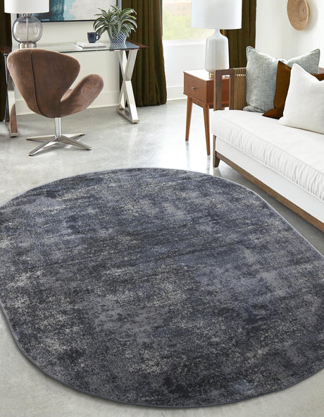 Gray 6' 1 x 9' Portland Oval Area Rug 85% Polypropylene & 15% Polyester Vintage Distressed Traditional Carpet for Home Decor for Sale at Rug Engine