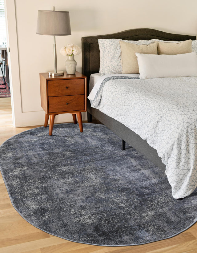 Gray 5' 3 x 8' Portland Oval Area Rug 85% Polypropylene & 15% Polyester Vintage Distressed Traditional Carpet for Home Decor for Sale at Rug Engine
