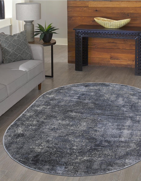 Gray 7' 10 x 10' Portland Oval Area Rug 85% Polypropylene & 15% Polyester Vintage Distressed Traditional Carpet for Home Decor for Sale at Rug Engine