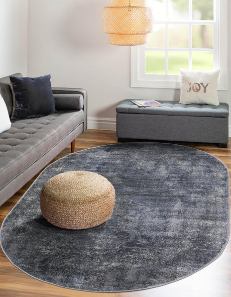 Gray 4' 1 x 6' 1 Portland Oval Area Rug 85% Polypropylene & 15% Polyester Vintage Distressed Traditional Carpet for Home Decor for Sale at Rug Engine