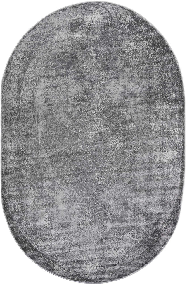 Gray 6' 1 x 9' Portland Oval Area Rug 85% Polypropylene & 15% Polyester Vintage Distressed Traditional Carpet for Home Decor for Sale at Rug Engine