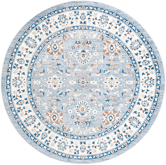 Aqua Blue 10' x 10' Charlotte Round Area Rug 100% Polypropylene With Jute Backing Traditional Classical Durable Carpet for Living Dining Office Rooms for Sale at Rug Engine