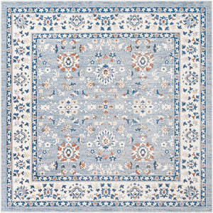 Aqua Blue 10' x 10' Charlotte Square Area Rug 100% Polypropylene With Jute Backing Traditional Classical Durable Carpet for Living Dining Office Rooms for Sale at Rug Engine